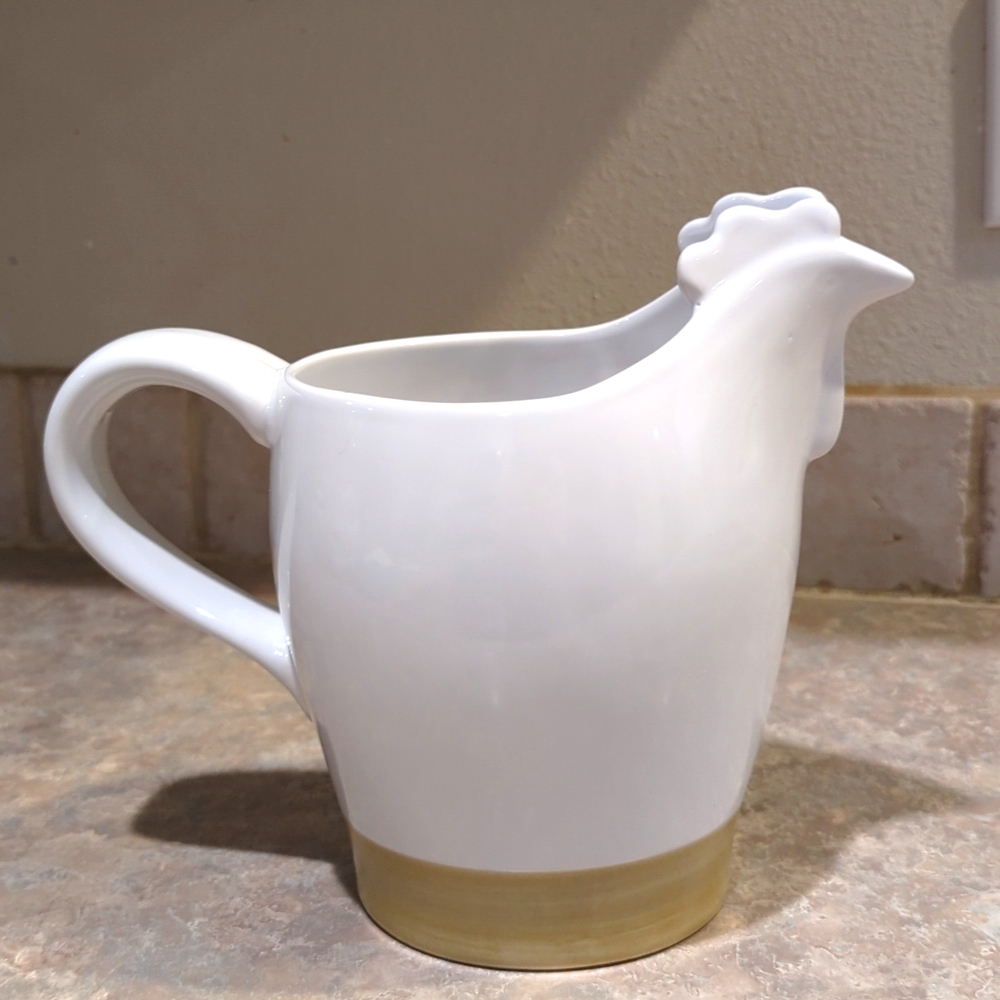 Cracker Barrel Hand Painted White Chicken/Rooster Pitcher - Picture 5 of 11